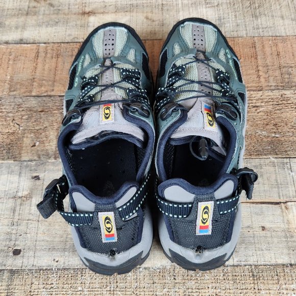 Salomon Techamphibian Women Sz 8 Trail Hiking Water Shoes Green Black 863424 - Picture 6 of 9